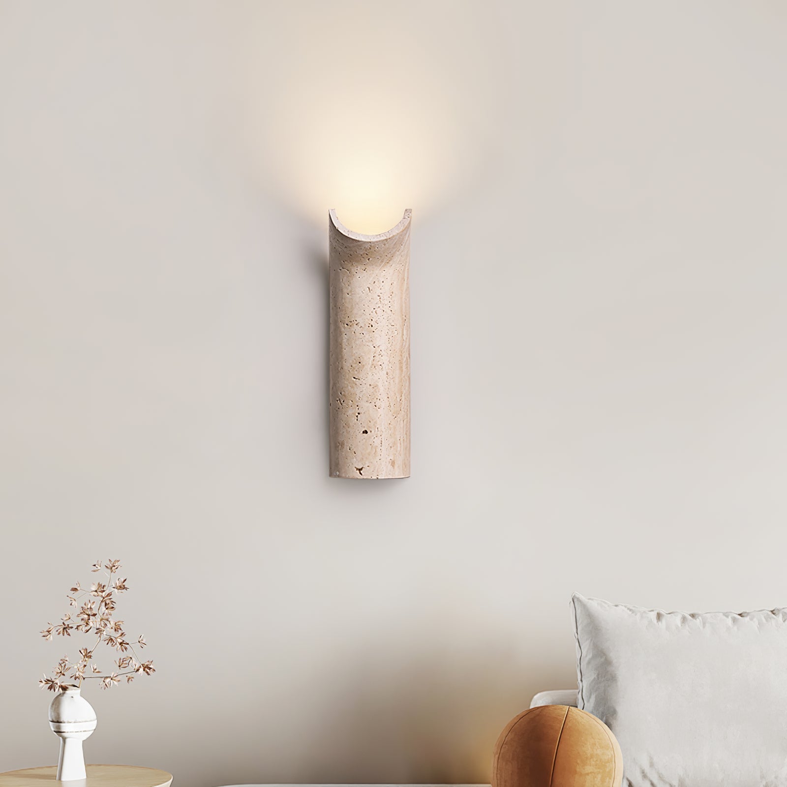 Lycoris Travertine Tapered Wall Light-Neutral Decor