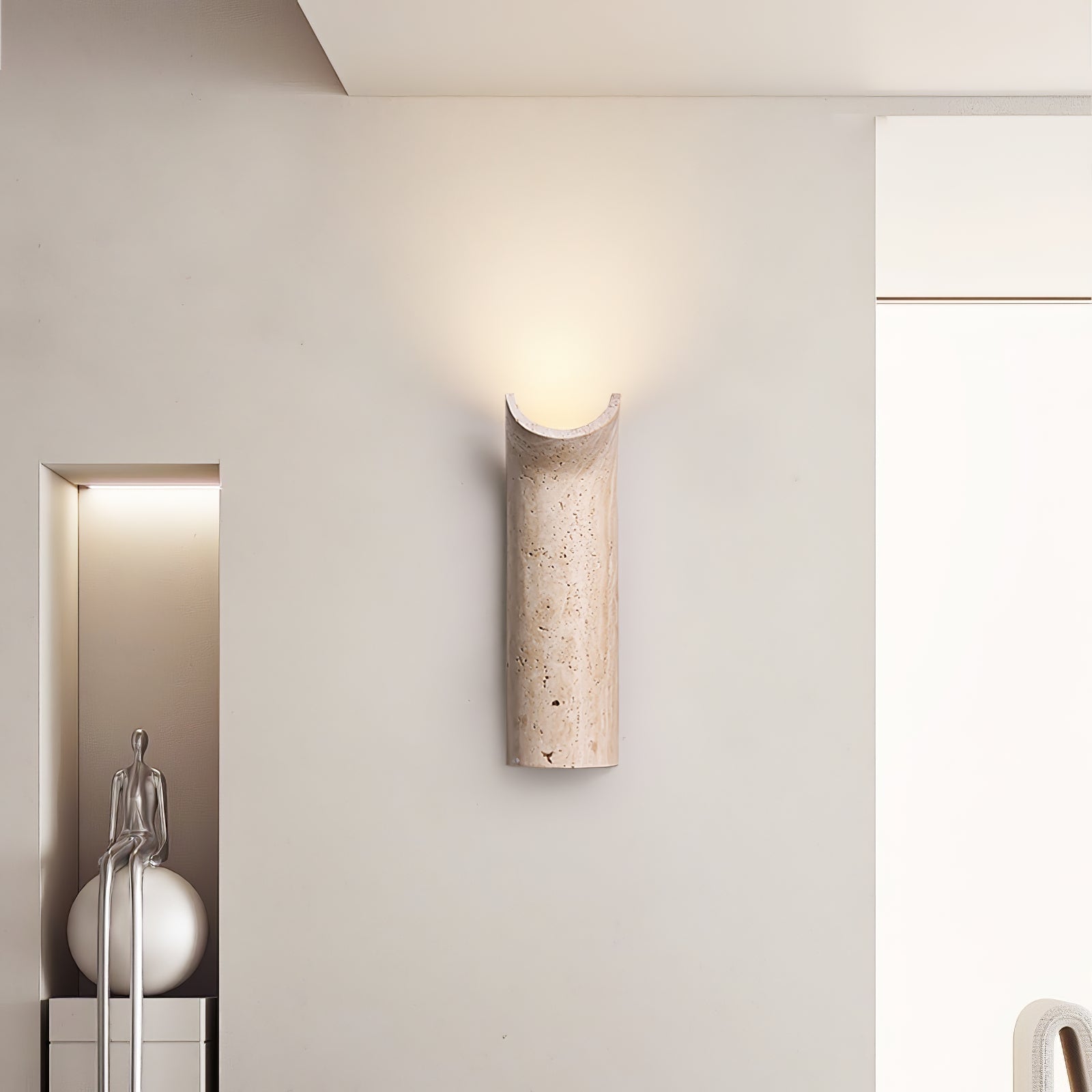 Lycoris Travertine Tapered Wall Light-Neutral Decor