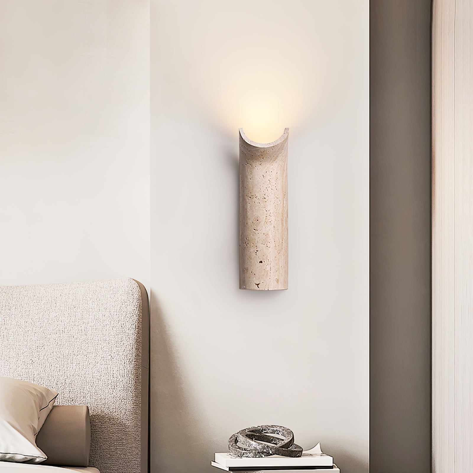 Lycoris Travertine Tapered Wall Light-Neutral Decor