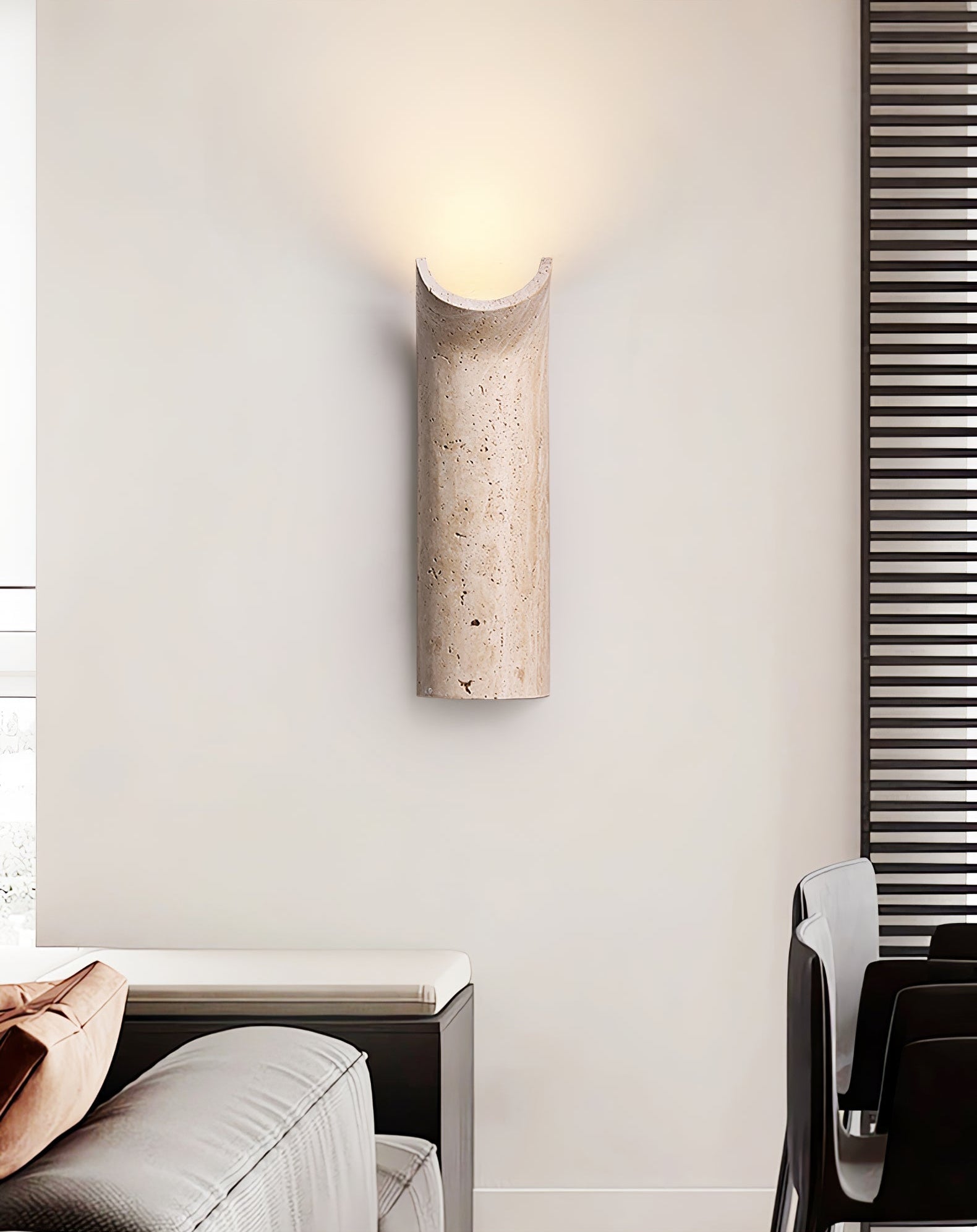 Lycoris Travertine Tapered Wall Light-Neutral Decor