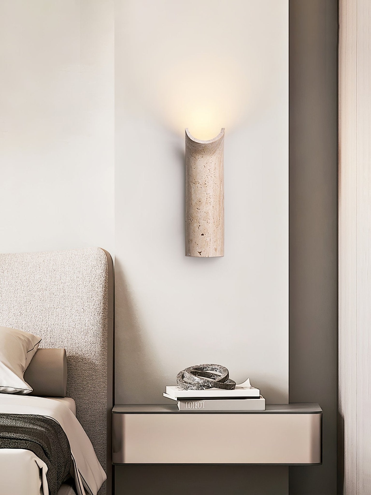 Lycoris Travertine Tapered Wall Light-Neutral Decor