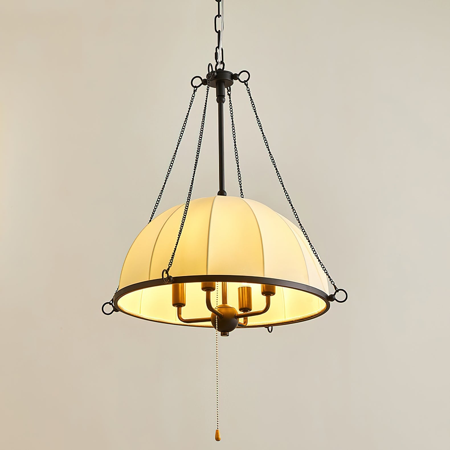Close-up of the Covina Pendant Lamp's fabric dome shade.