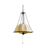 Covina Pendant Lamp with fabric shade in a living room setting.