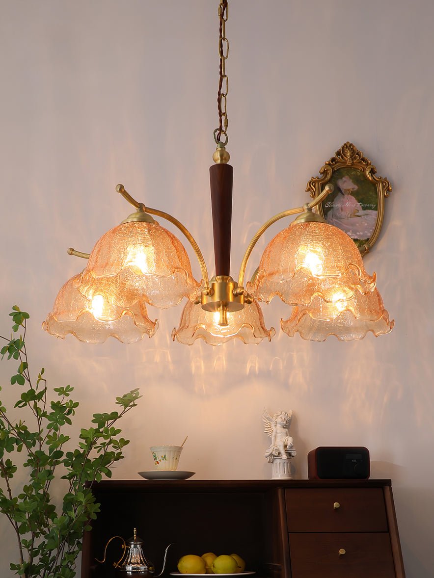 Orchid Vintage Glass Chandelier-Neutral Decor