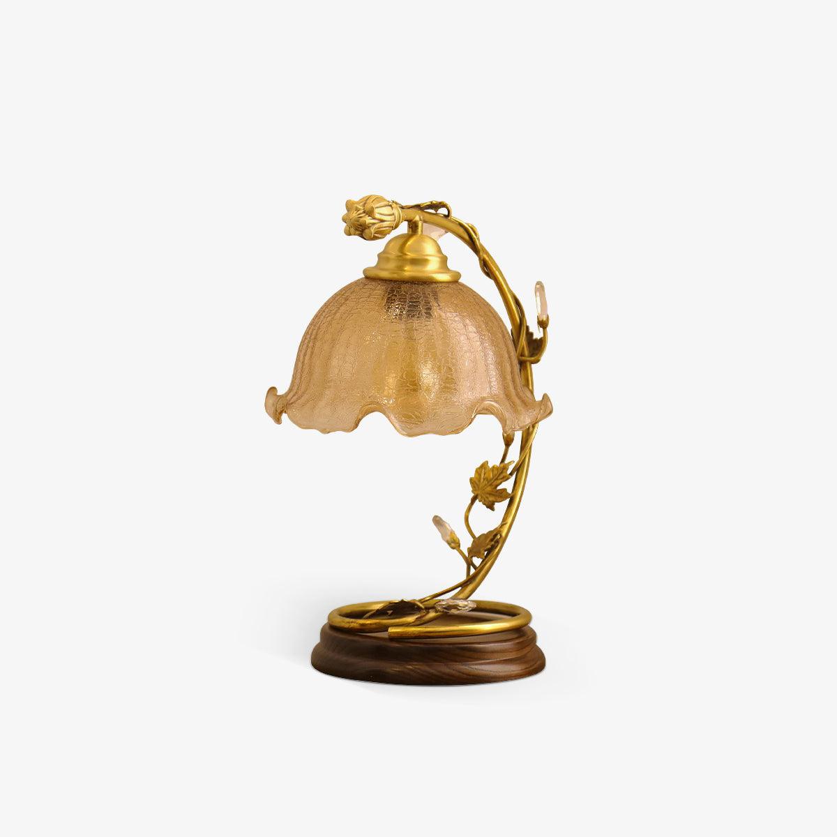 Flarce Brass Wood Table Lamp-Neutral Decor