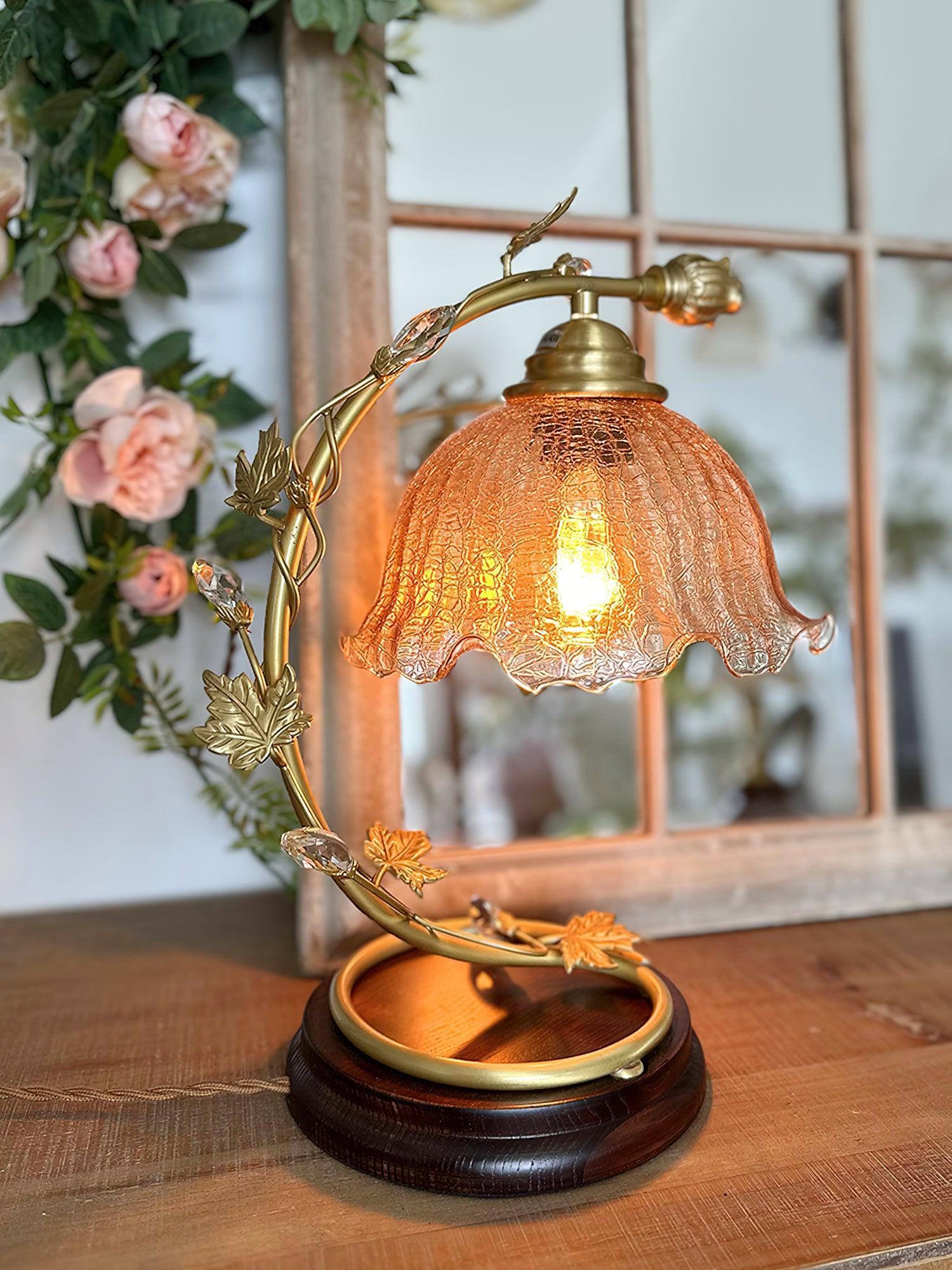 Flarce Brass Wood Table Lamp-Neutral Decor