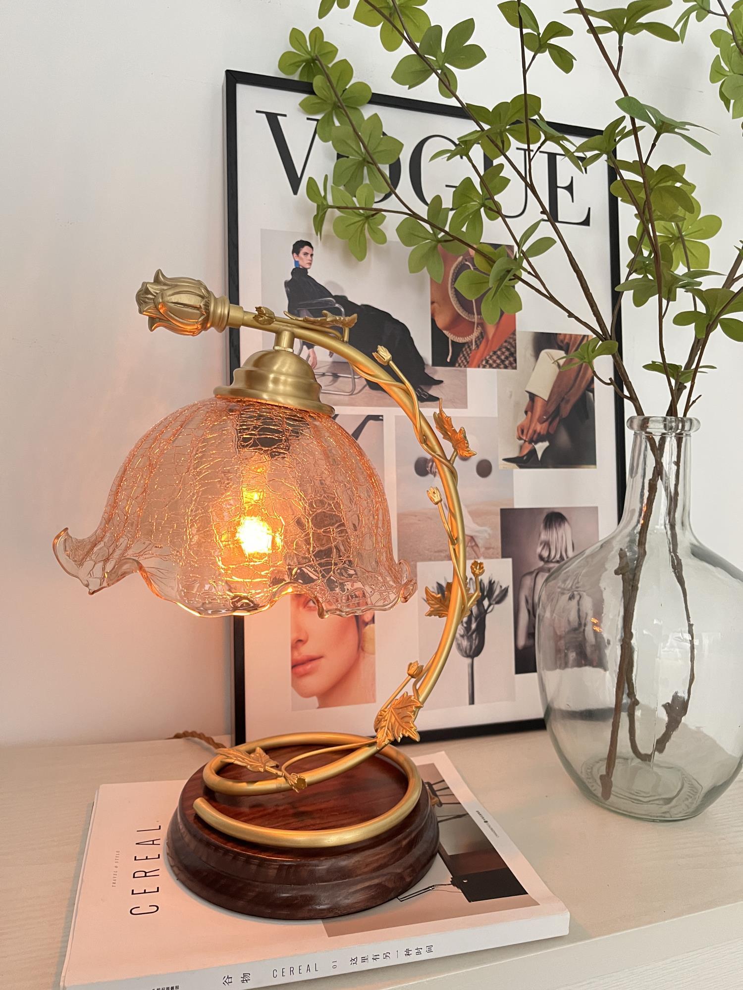 Flarce Brass Wood Table Lamp-Neutral Decor