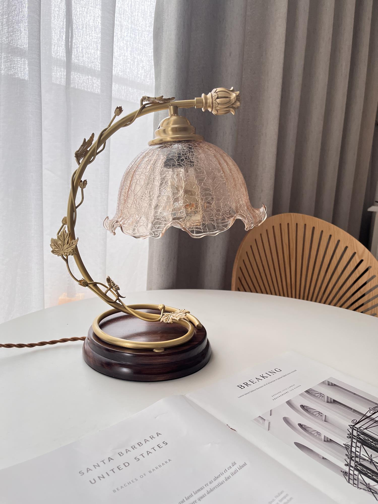Flarce Brass Wood Table Lamp-Neutral Decor
