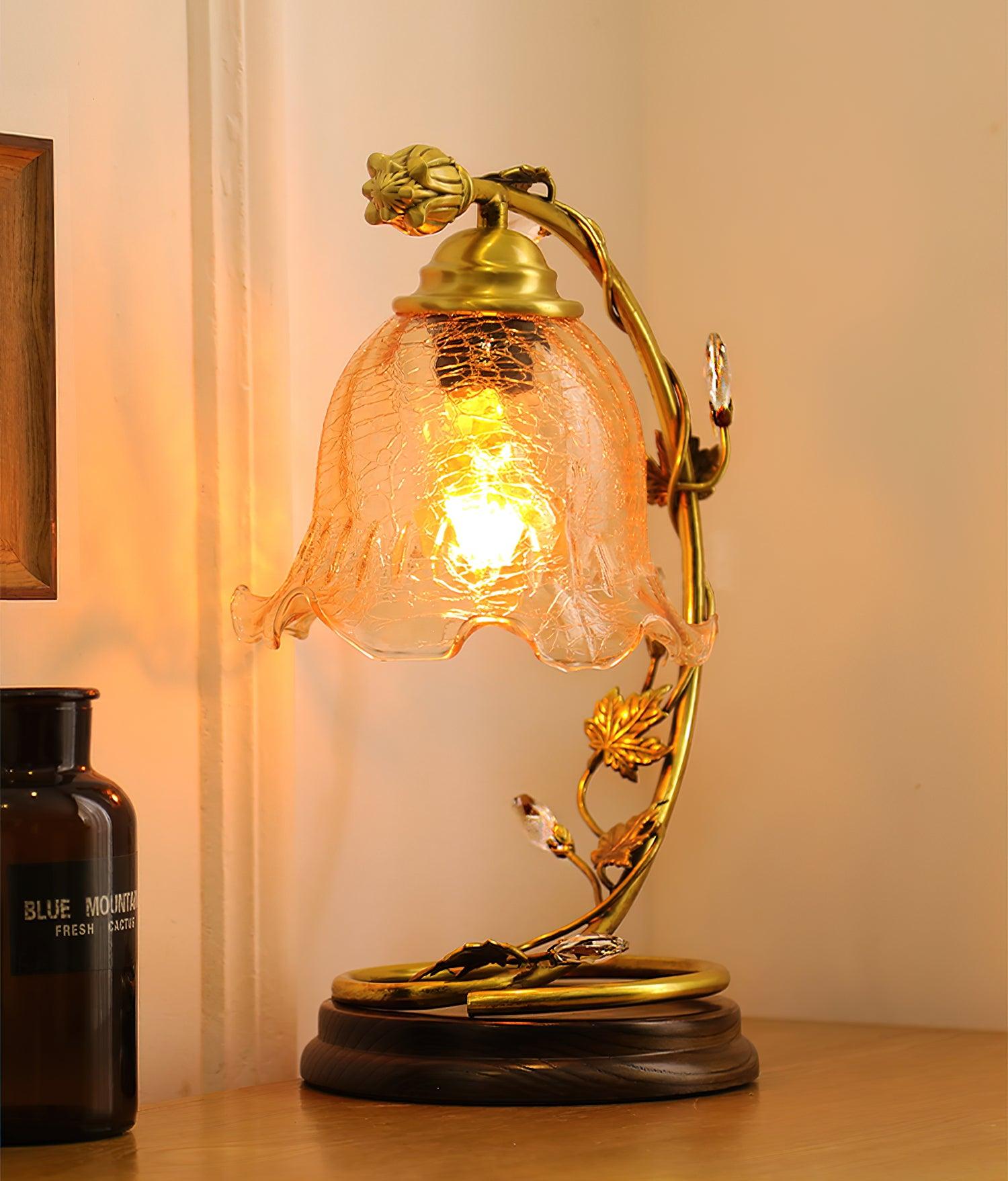 Flarce Brass Wood Table Lamp-Neutral Decor