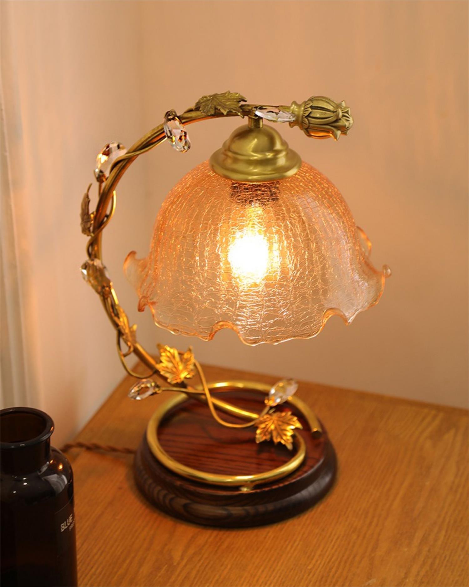 Flarce Brass Wood Table Lamp-Neutral Decor