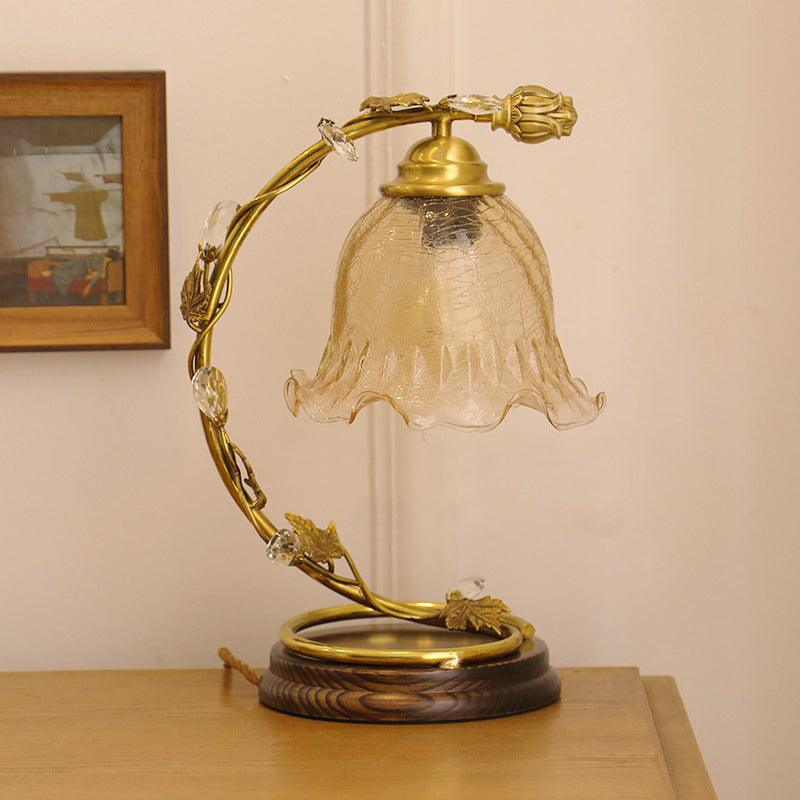 Flarce Brass Wood Table Lamp-Neutral Decor