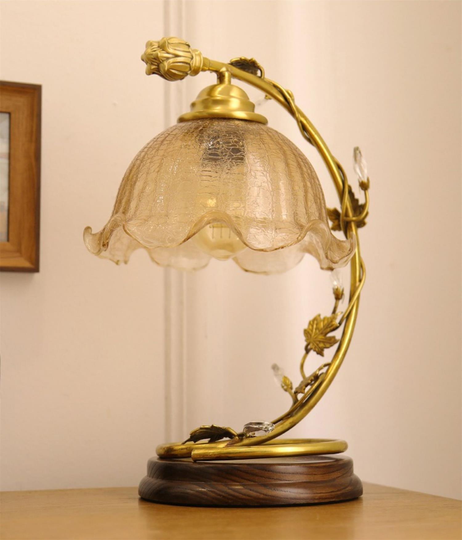 Flarce Brass Wood Table Lamp-Neutral Decor