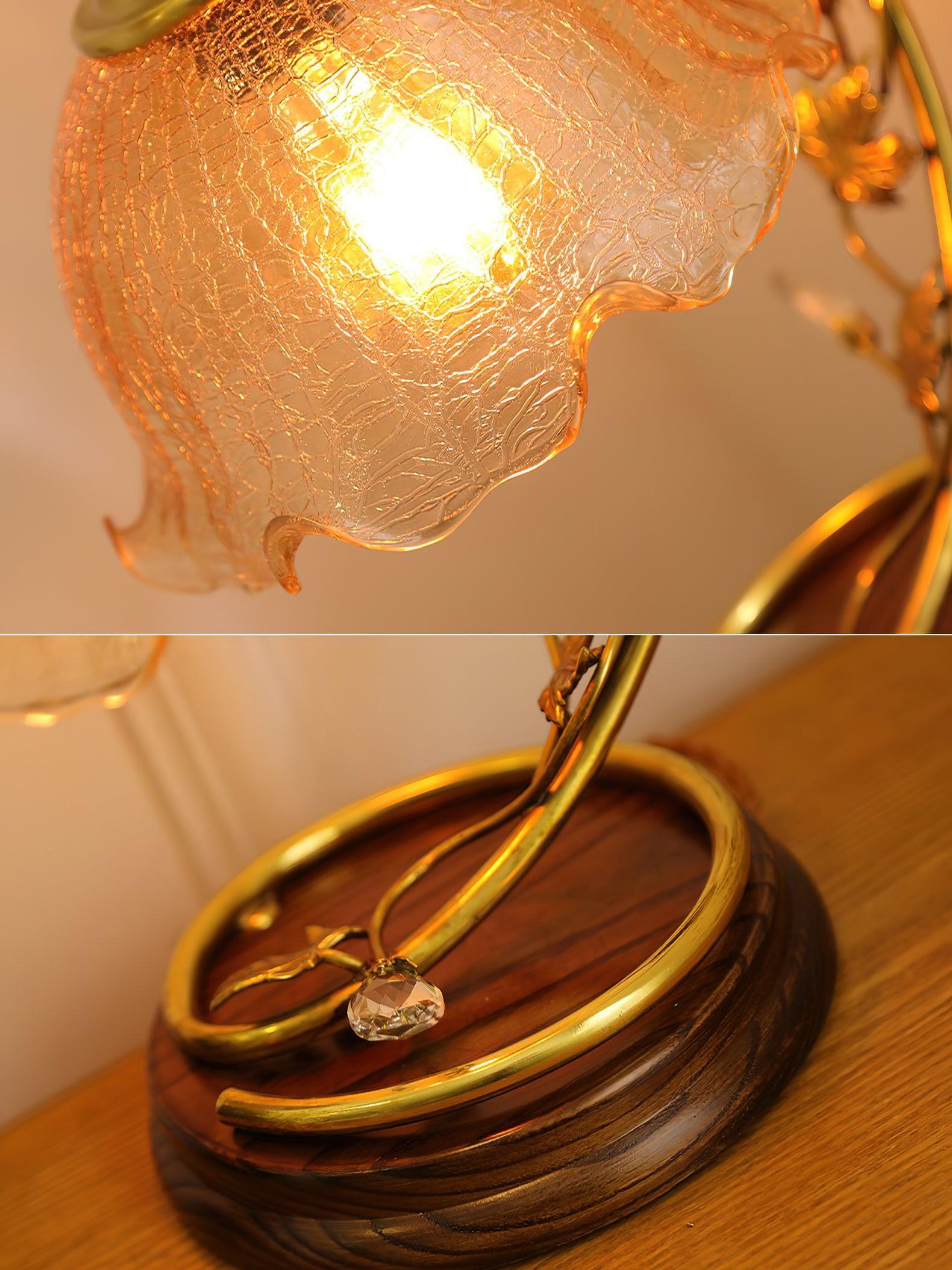 Flarce Brass Wood Table Lamp-Neutral Decor