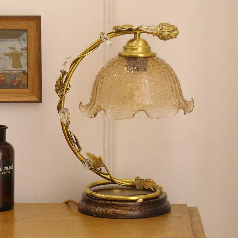 Flarce Brass Wood Table Lamp-Neutral Decor