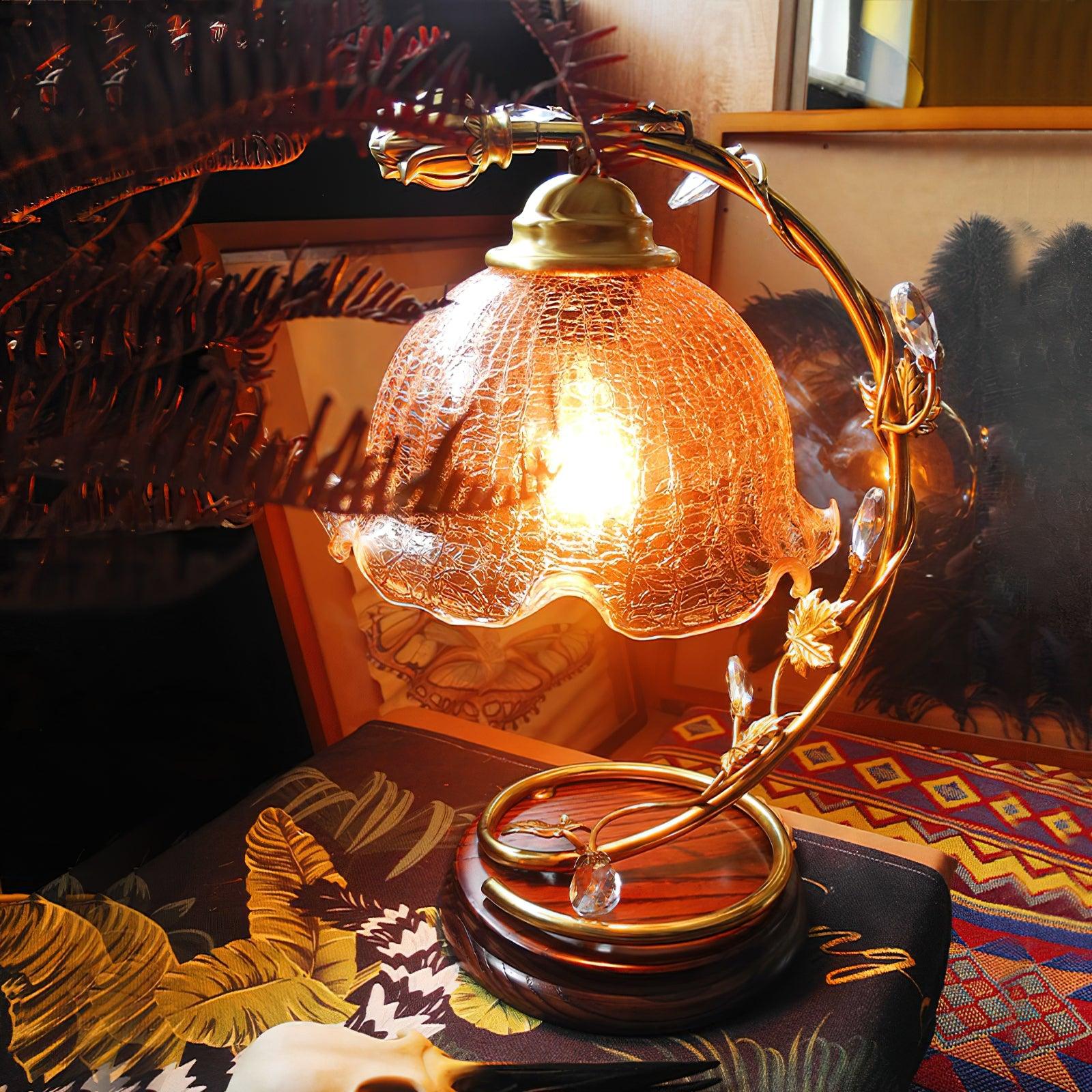 Flarce Brass Wood Table Lamp-Neutral Decor