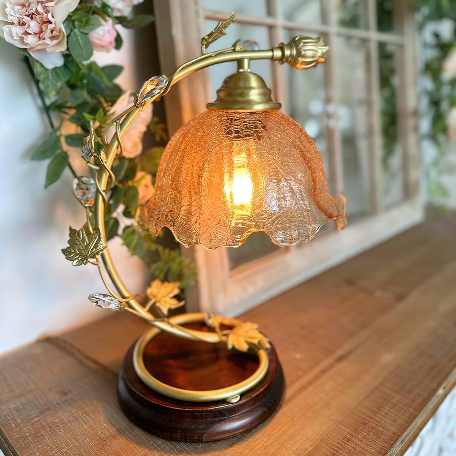 Flarce Brass Wood Table Lamp-Neutral Decor