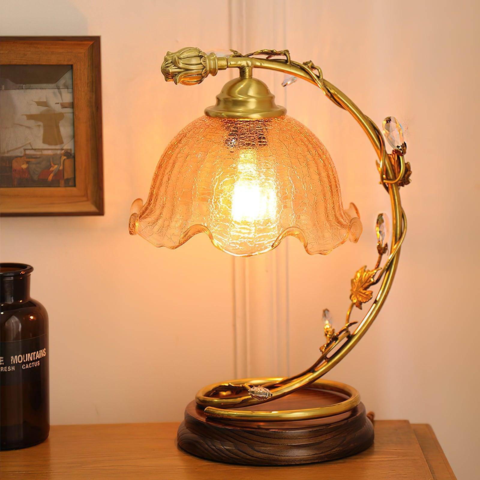 Flarce Brass Wood Table Lamp-Neutral Decor