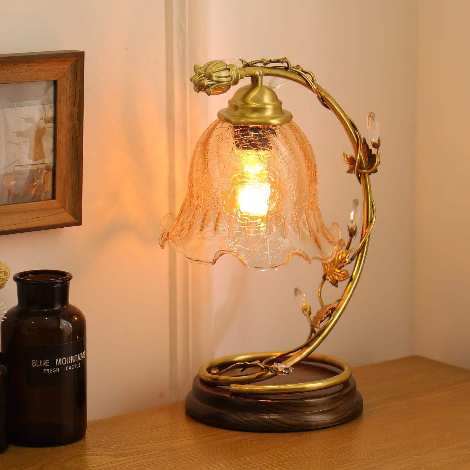 Flarce Brass Wood Table Lamp-Neutral Decor