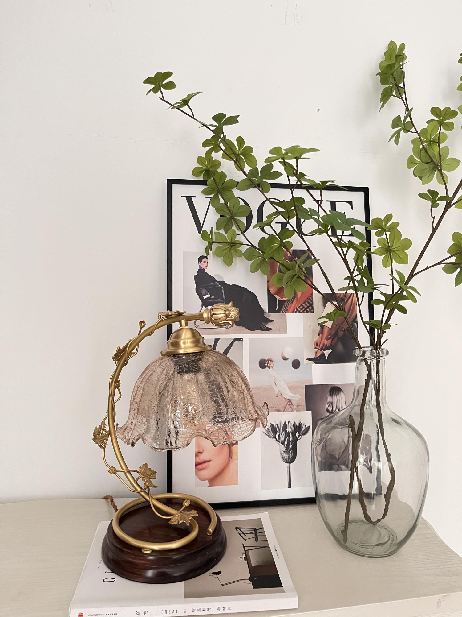 Flarce Brass Wood Table Lamp-Neutral Decor