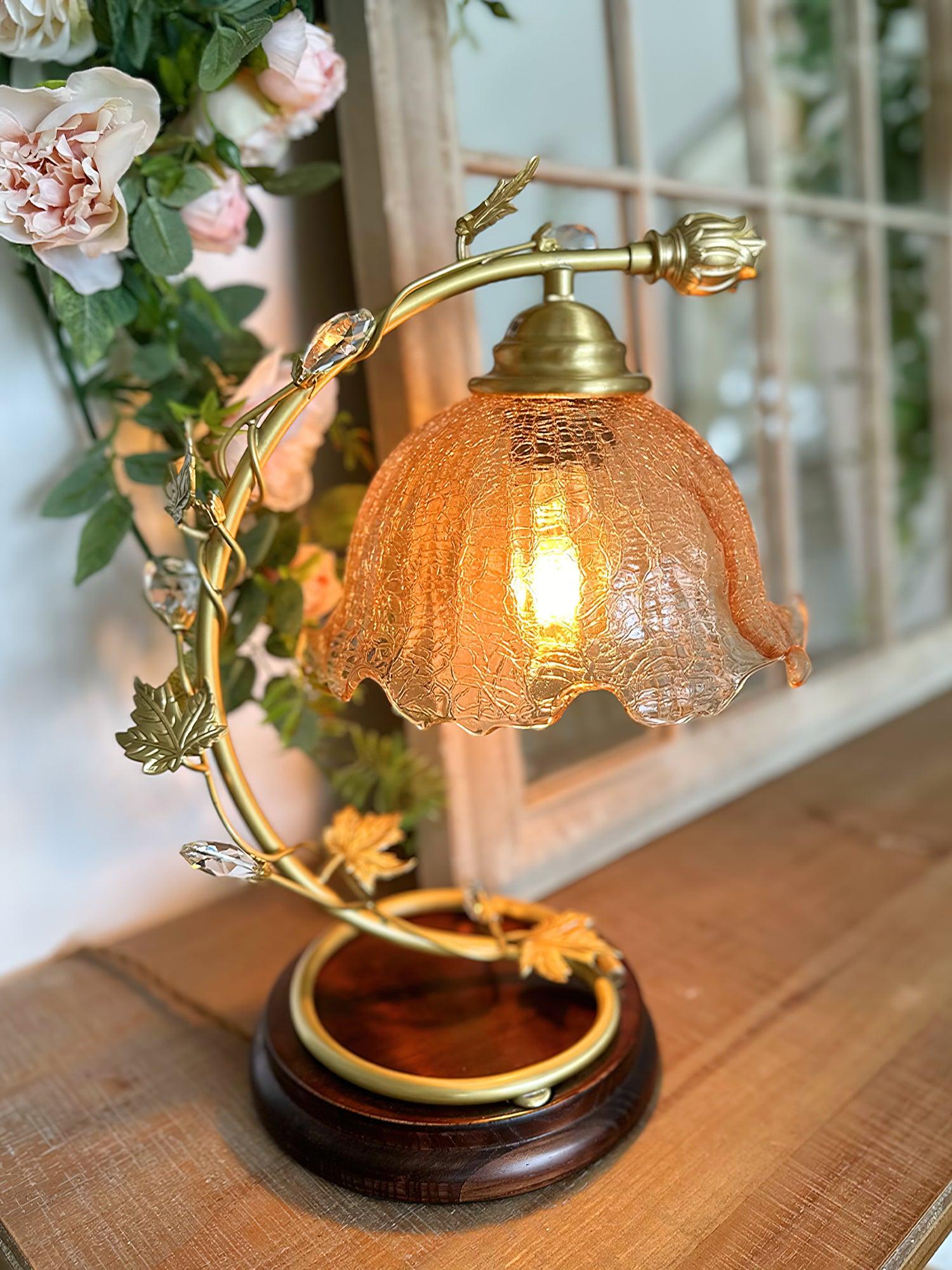 Flarce Brass Wood Table Lamp-Neutral Decor