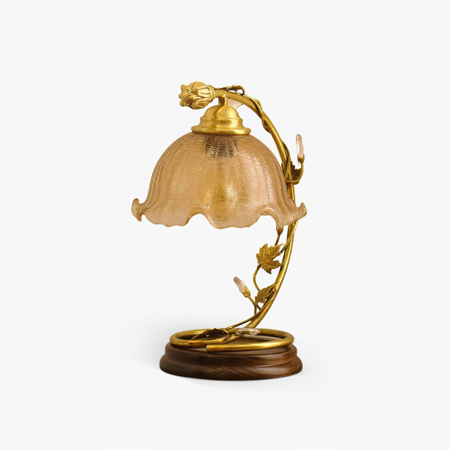 Flarce Brass Wood Table Lamp-Neutral Decor