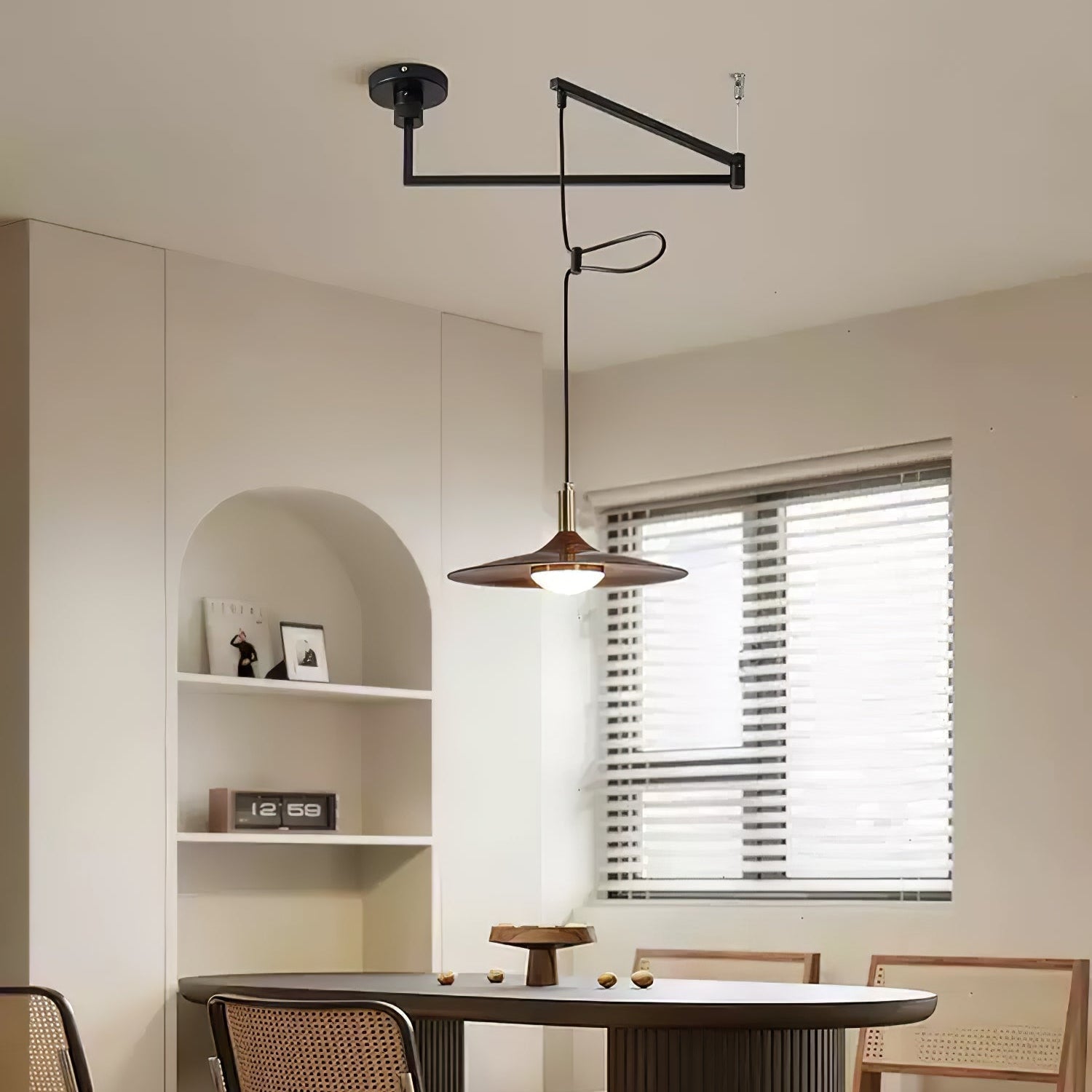 Qylor Swing Arm Pendant Lamp-Neutral Decor