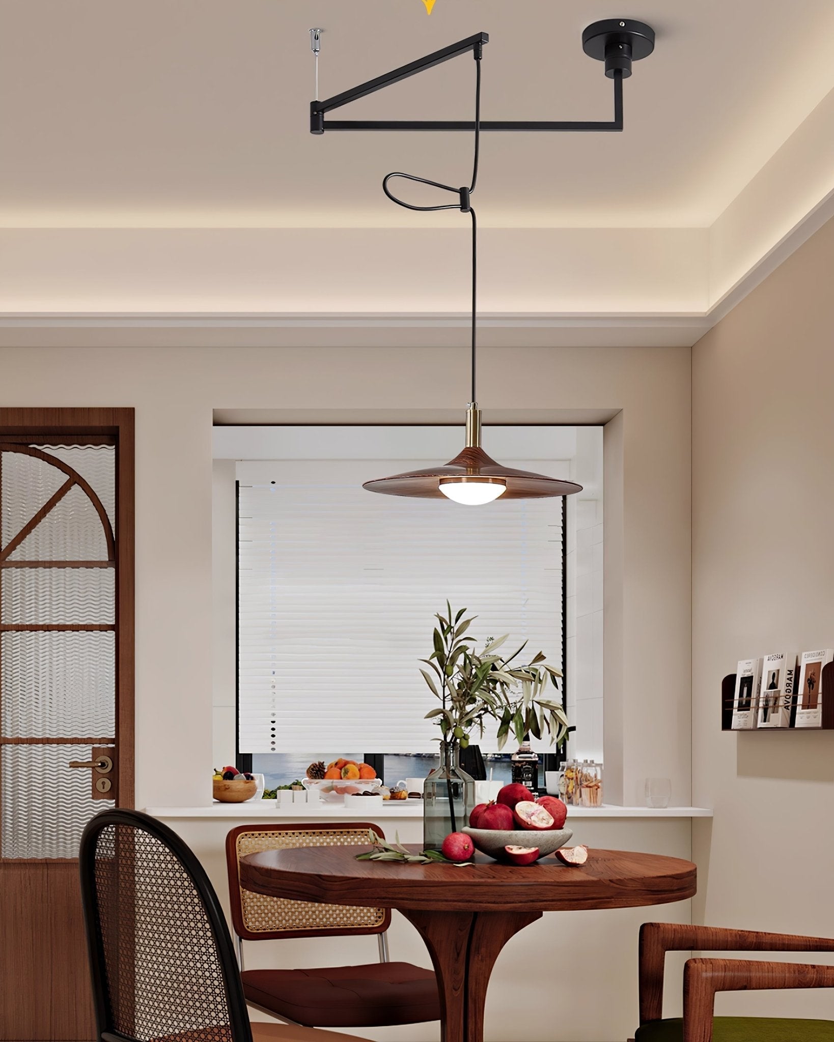 Qylor Swing Arm Pendant Lamp-Neutral Decor