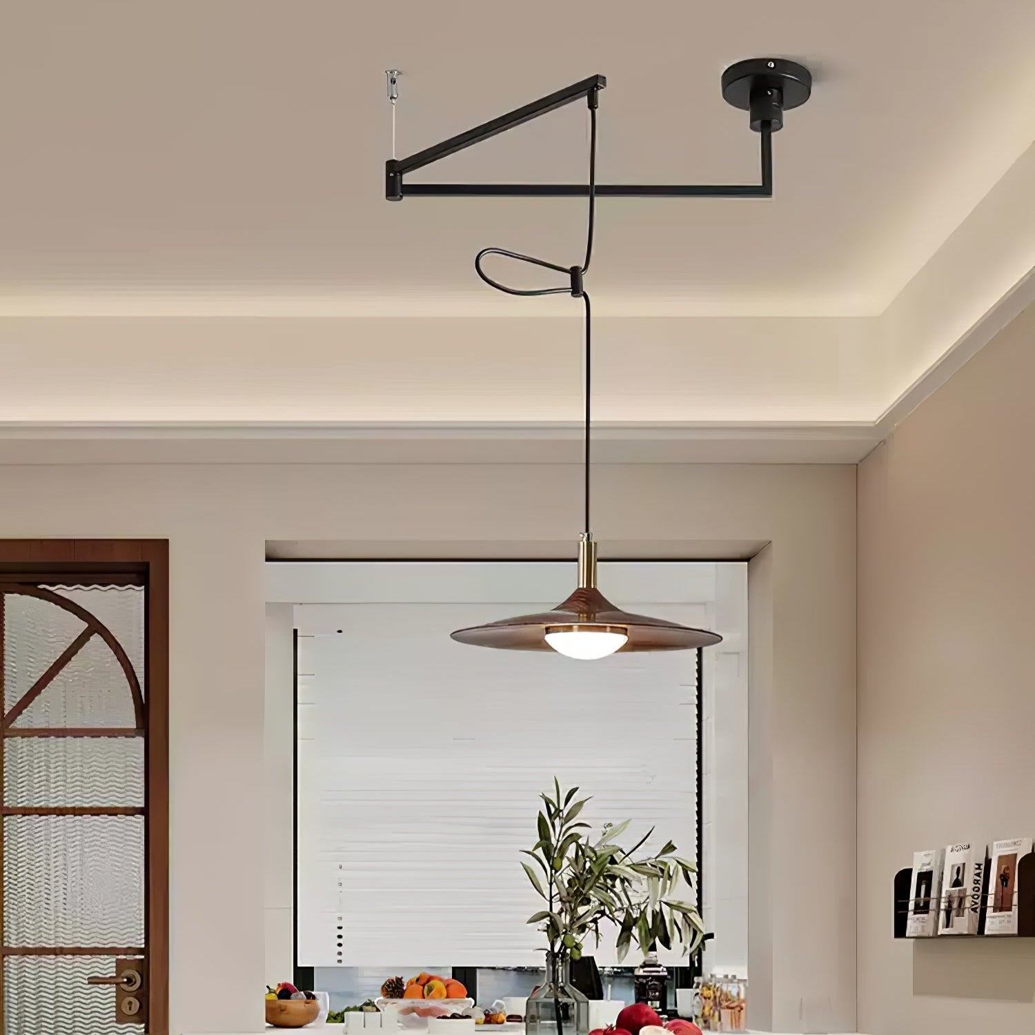 Qylor Swing Arm Pendant Lamp-Neutral Decor