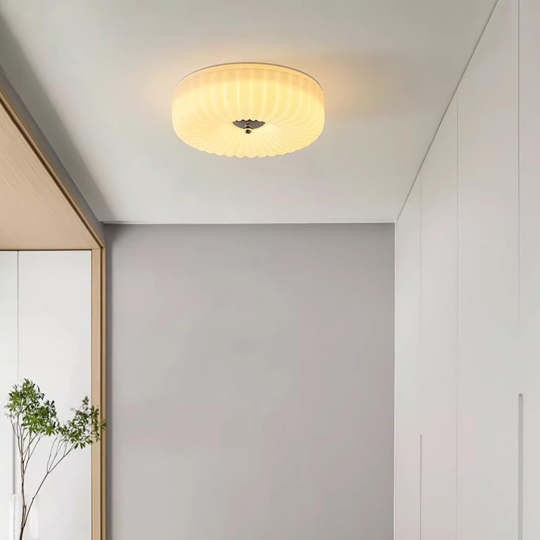 Mivone Cream Glass Flush Mount Ceiling Light