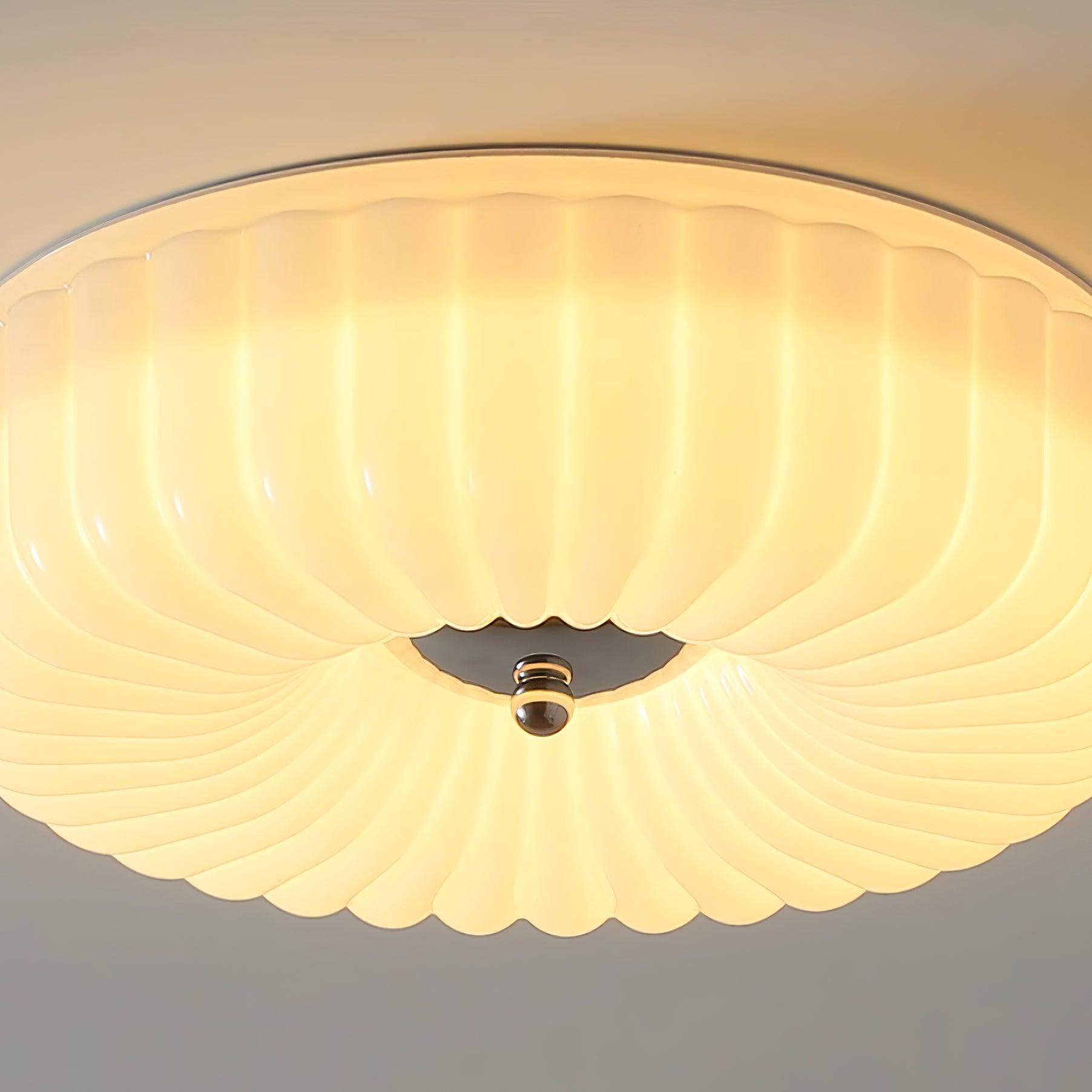 Mivone Cream Glass Flush Mount Ceiling Light