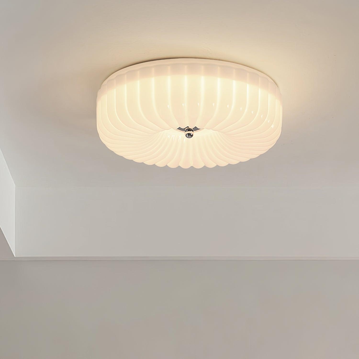 Mivone Cream Glass Flush Mount Ceiling Light