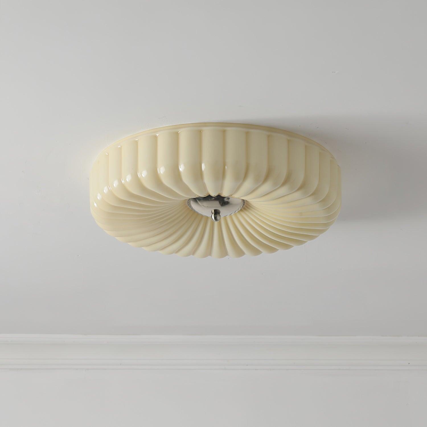 Mivone Cream Glass Flush Mount Ceiling Light