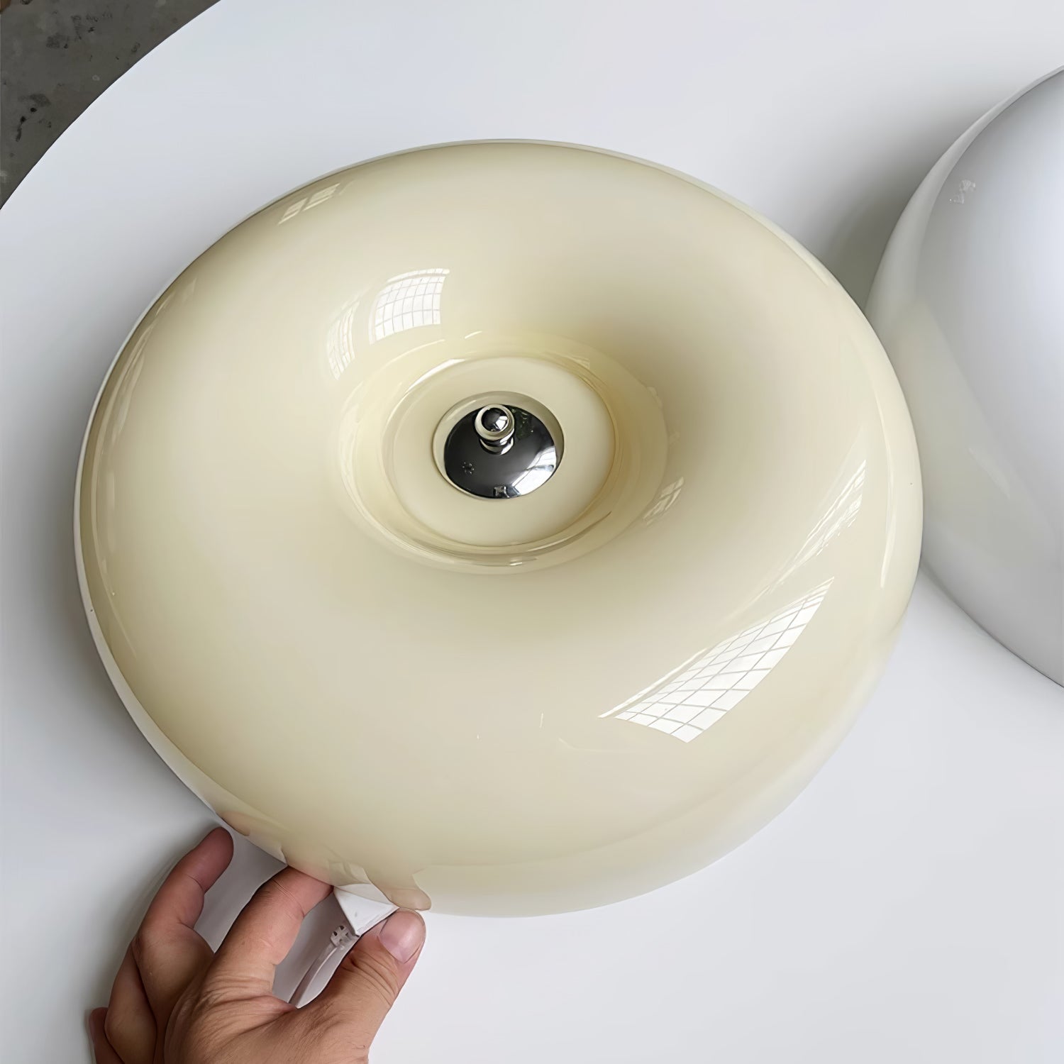 Solara Chandelier Cream Pudding with Blown Glass-Neutral Decor