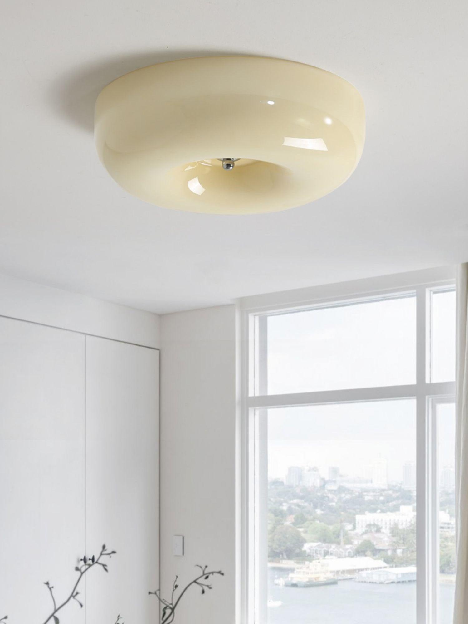 Solara Chandelier Cream Pudding with Blown Glass-Neutral Decor