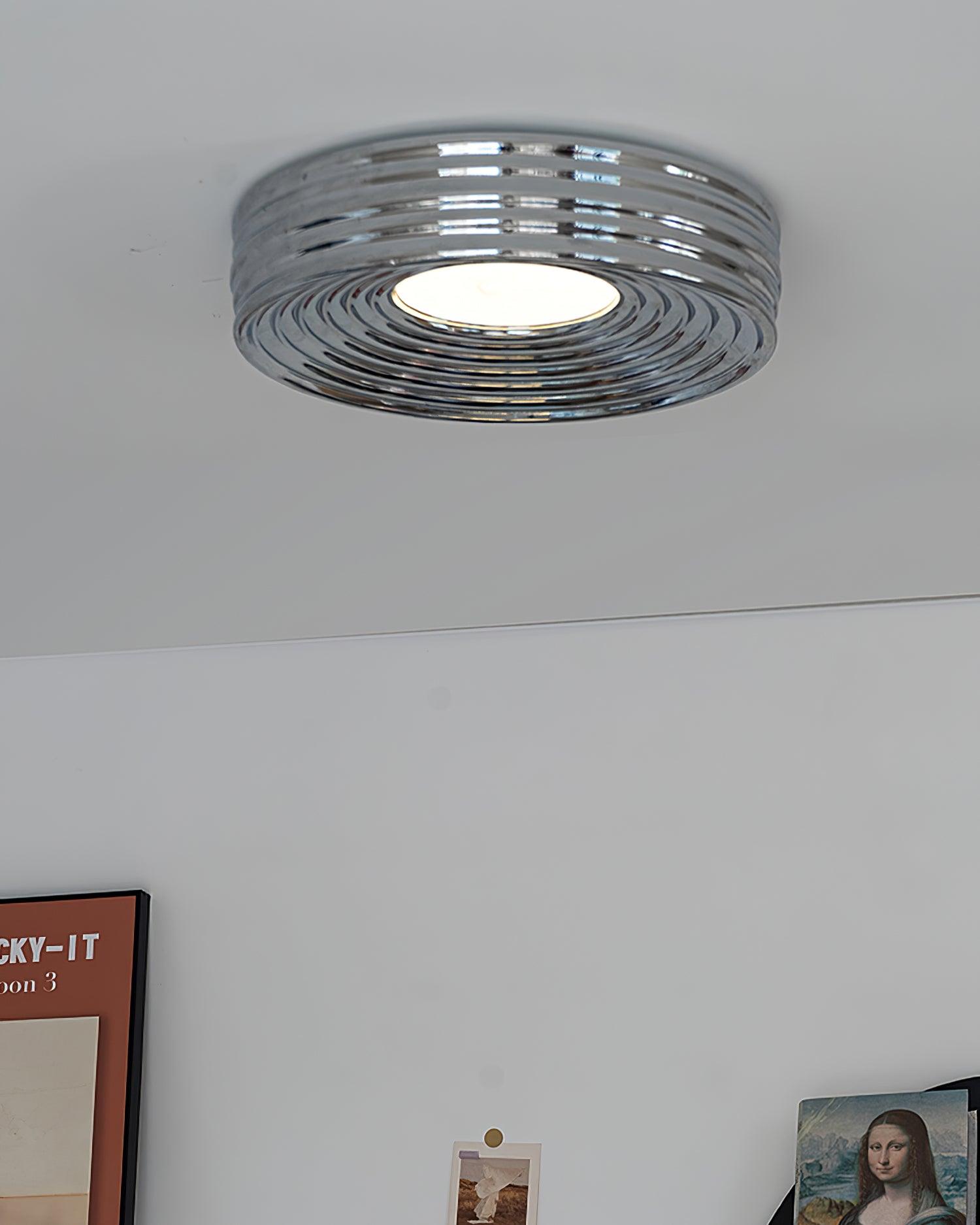 Ceiling Light Ribbed Canopy Textured Contemporary Fixture