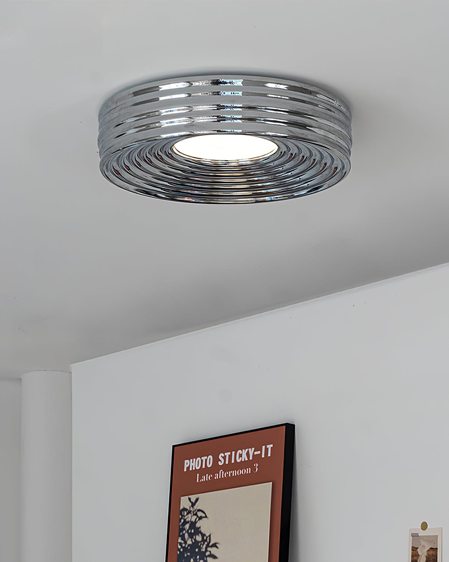 Ceiling Light Ribbed Canopy Textured Contemporary Fixture