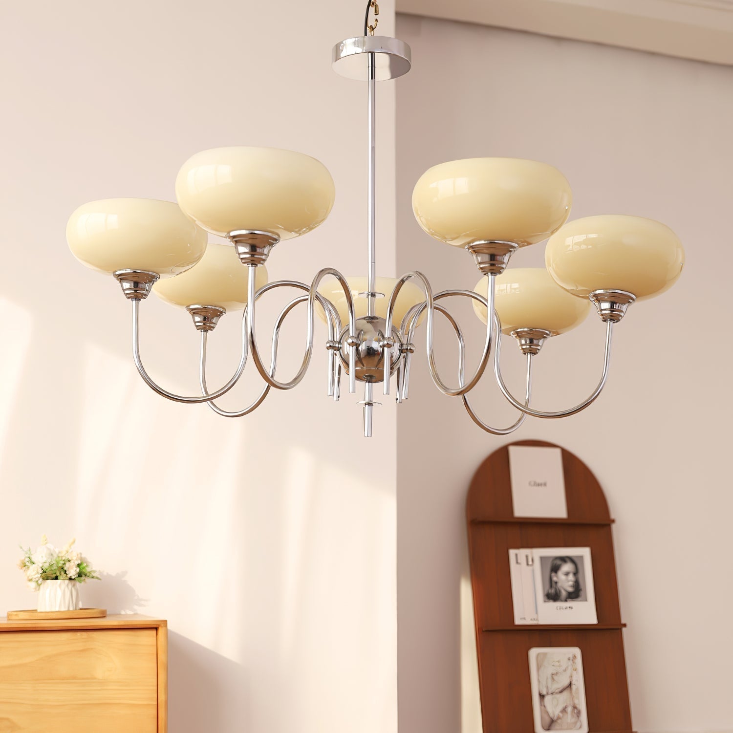 Silva Vintage LED Metal Multi Lampshade Creamy White Yellow Bulbs Luxury Bedroom Living Room Pendant Light, Gold/Chrome - Neutral Decor