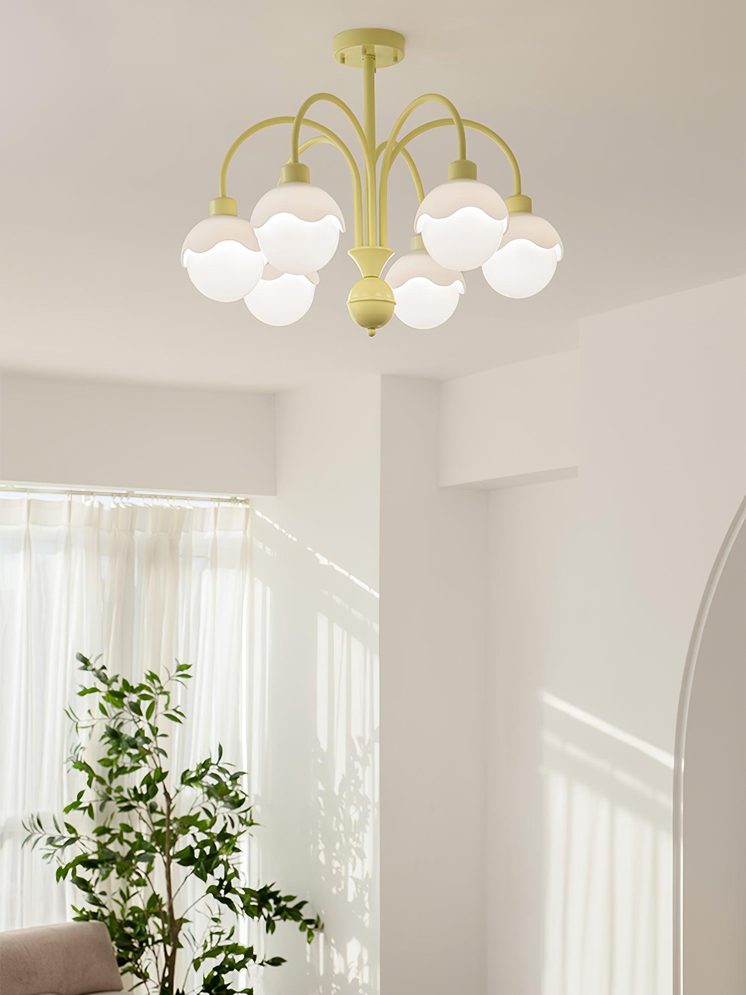 Lustra Chandelier Creamy Lychee Matcha Green Arm-Neutral Decor