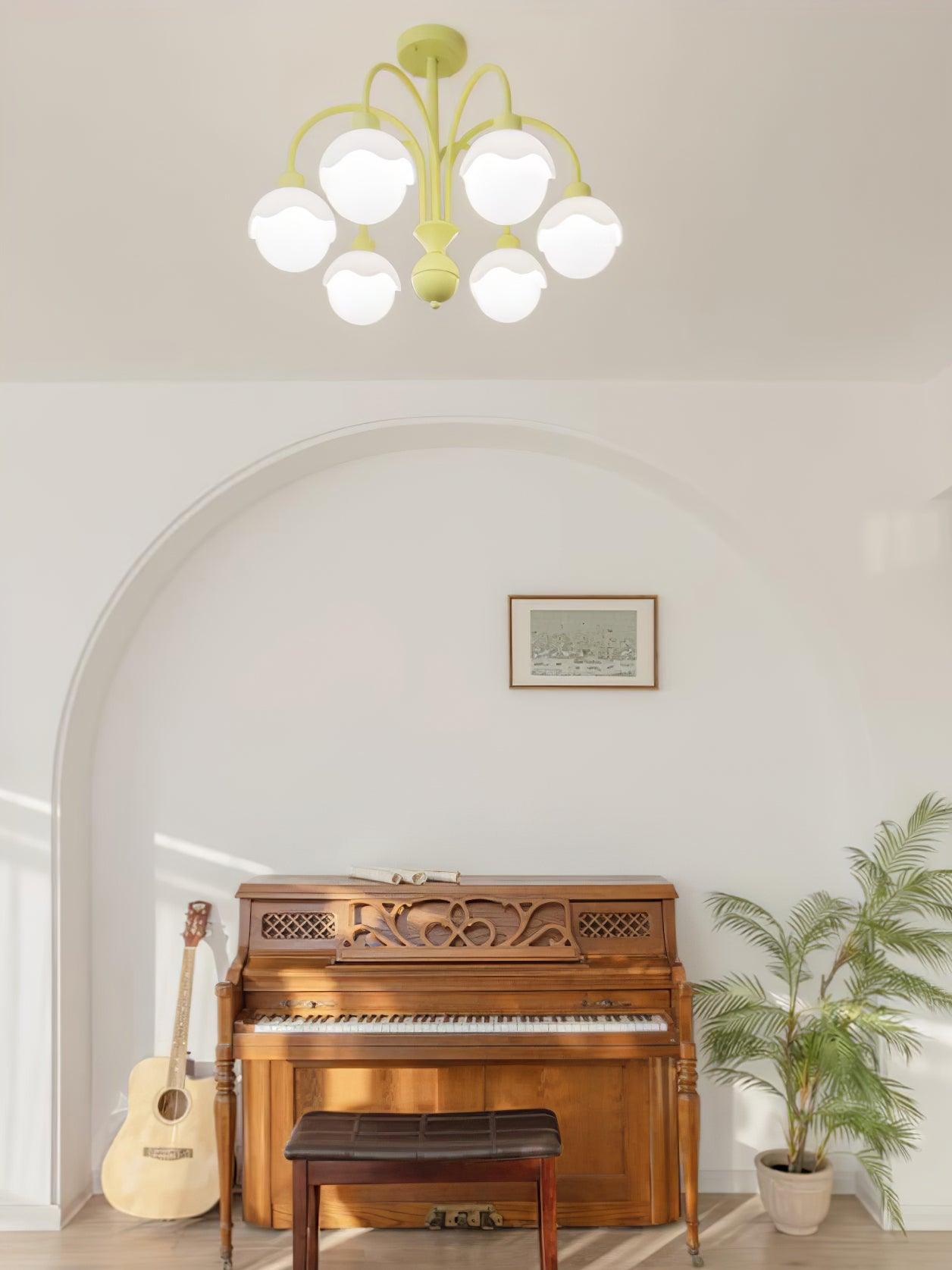 Lustra Chandelier Creamy Lychee Matcha Green Arm-Neutral Decor