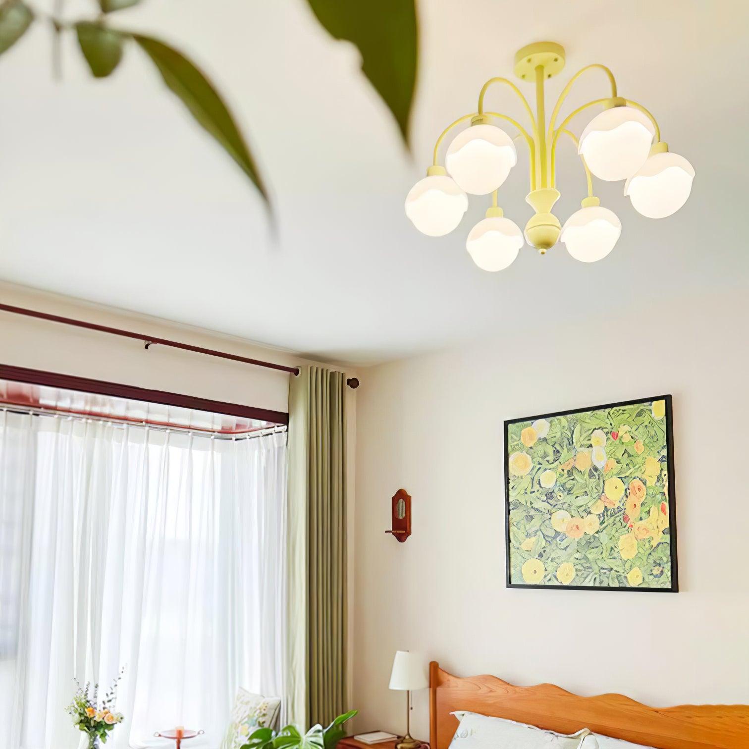 Lustra Chandelier Creamy Lychee Matcha Green Arm-Neutral Decor