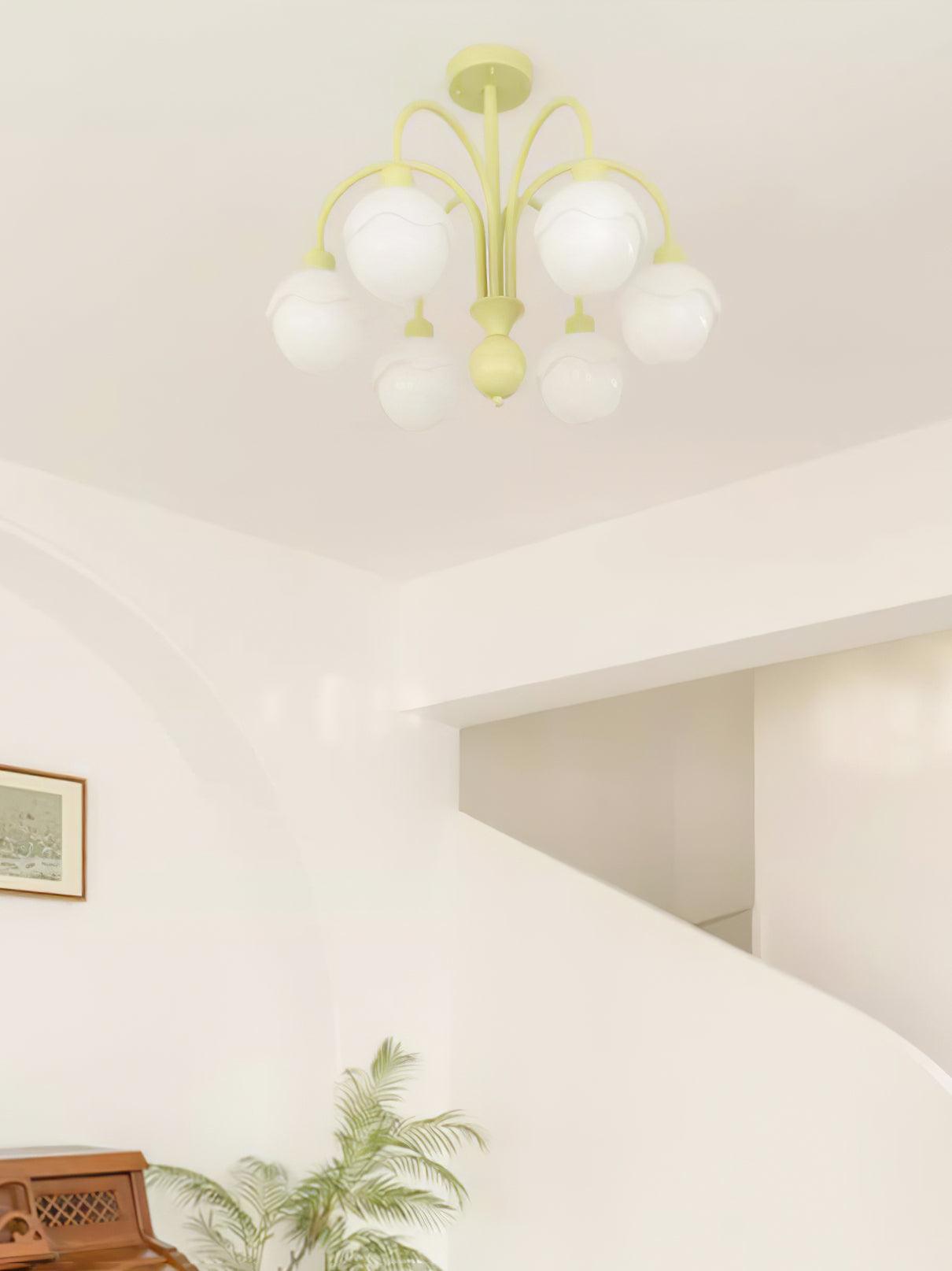 Lustra Chandelier Creamy Lychee Matcha Green Arm-Neutral Decor
