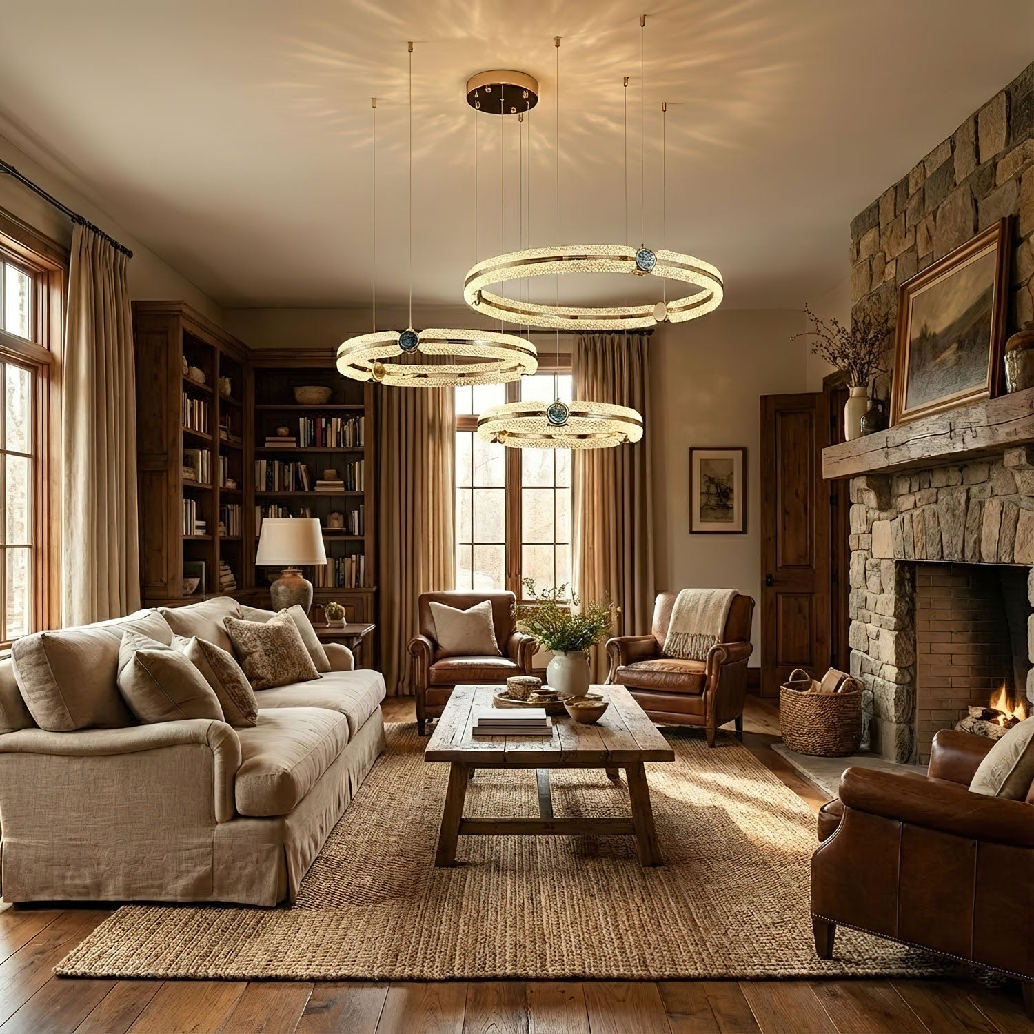 Creative Ring Chandelier-Neutral Decor