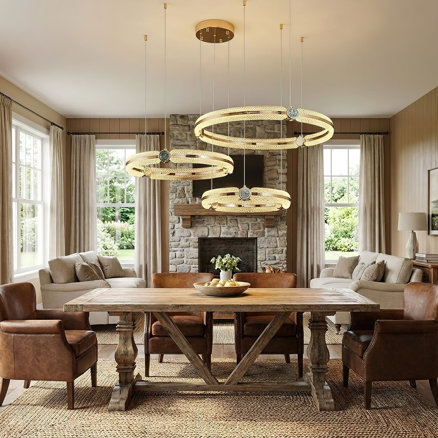 Creative Ring Chandelier-Neutral Decor