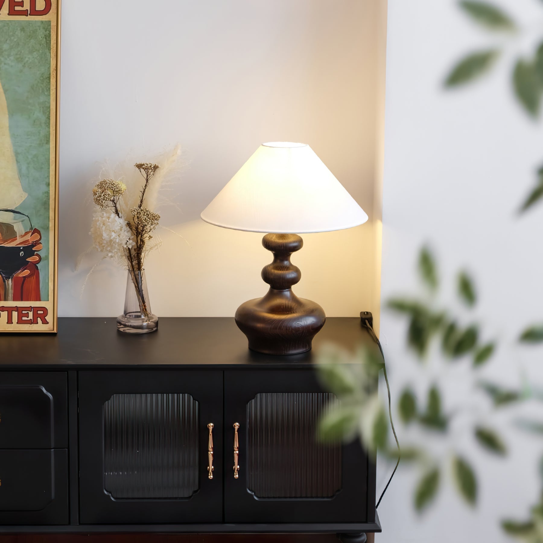 Vominex Wood Fabric Vintage Table Lamp-Neutral Decor