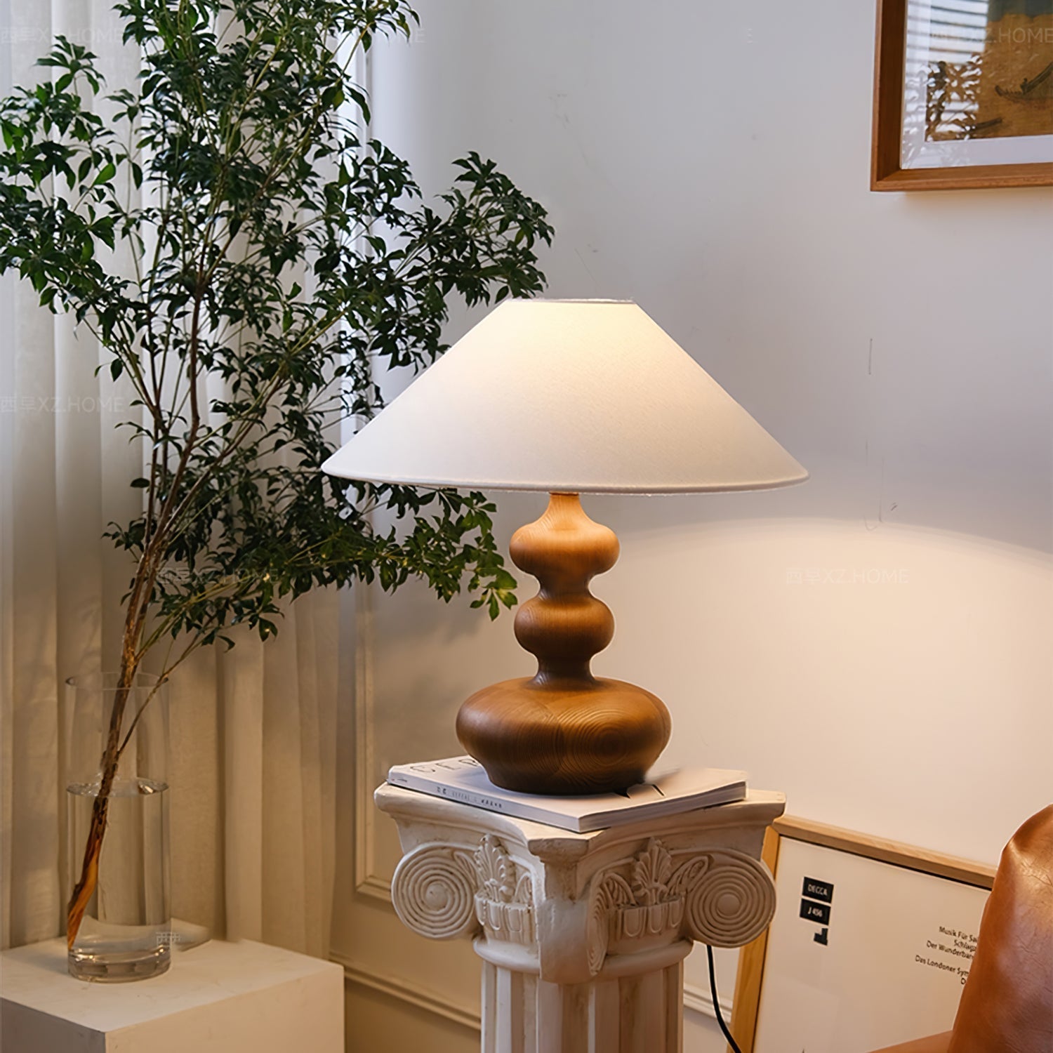 Vominex Wood Fabric Vintage Table Lamp-Neutral Decor