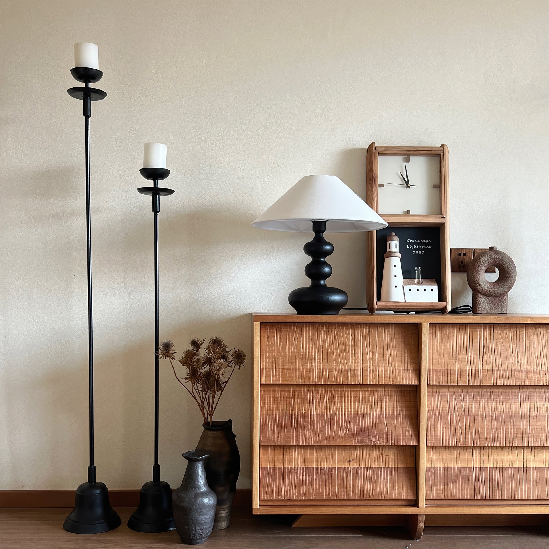 Vominex Wood Fabric Vintage Table Lamp-Neutral Decor