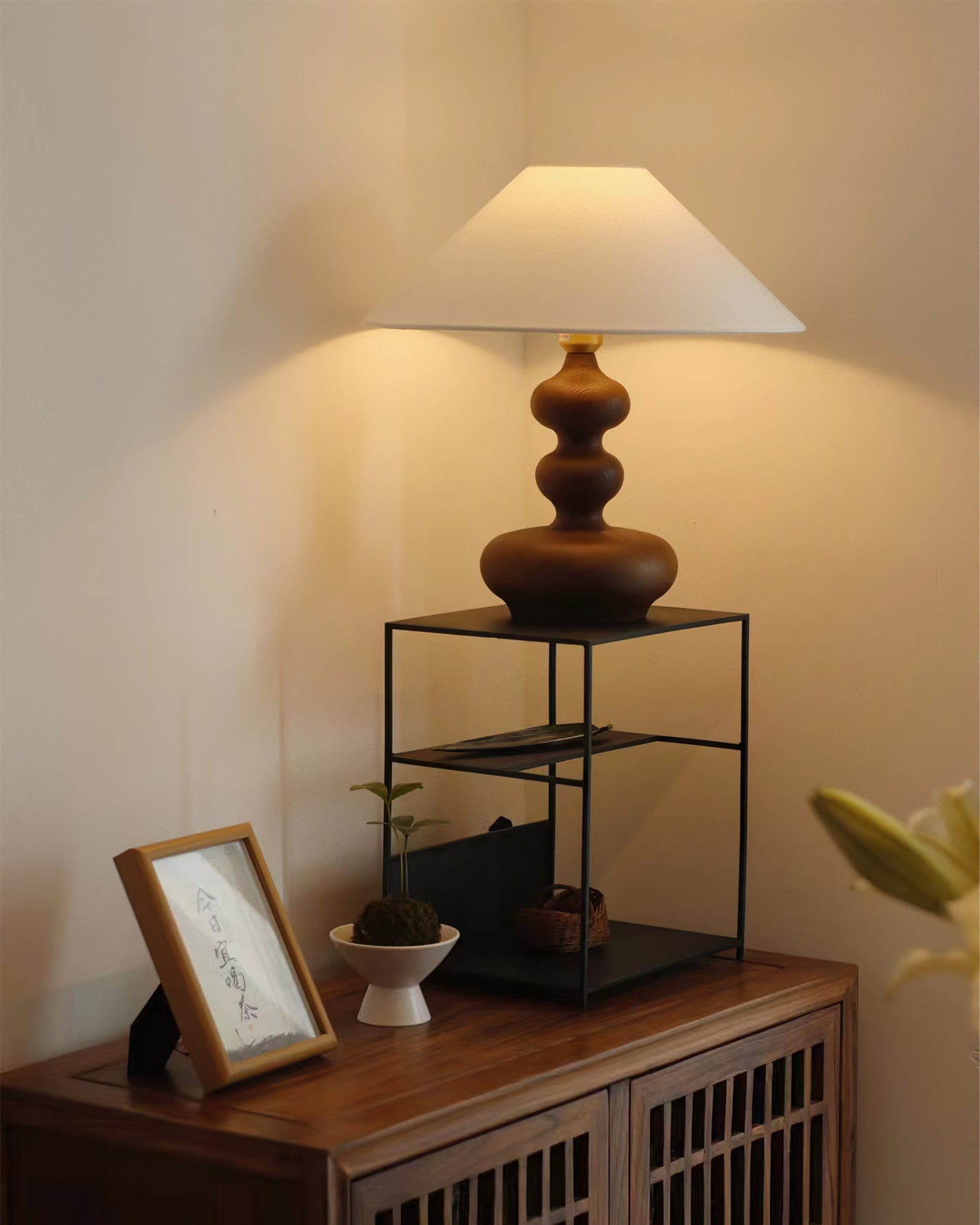 Vominex Wood Fabric Vintage Table Lamp-Neutral Decor