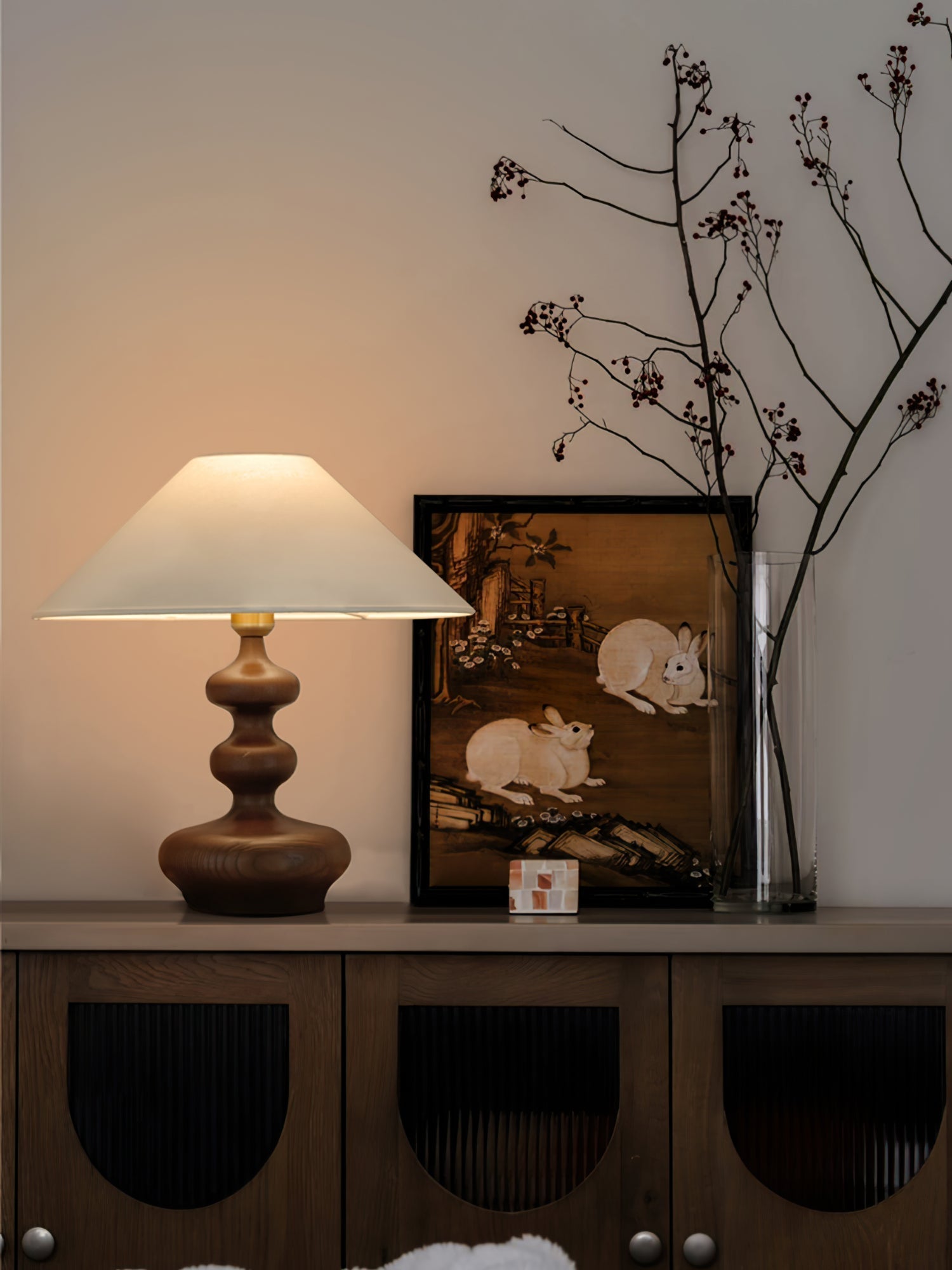 Vominex Wood Fabric Vintage Table Lamp-Neutral Decor