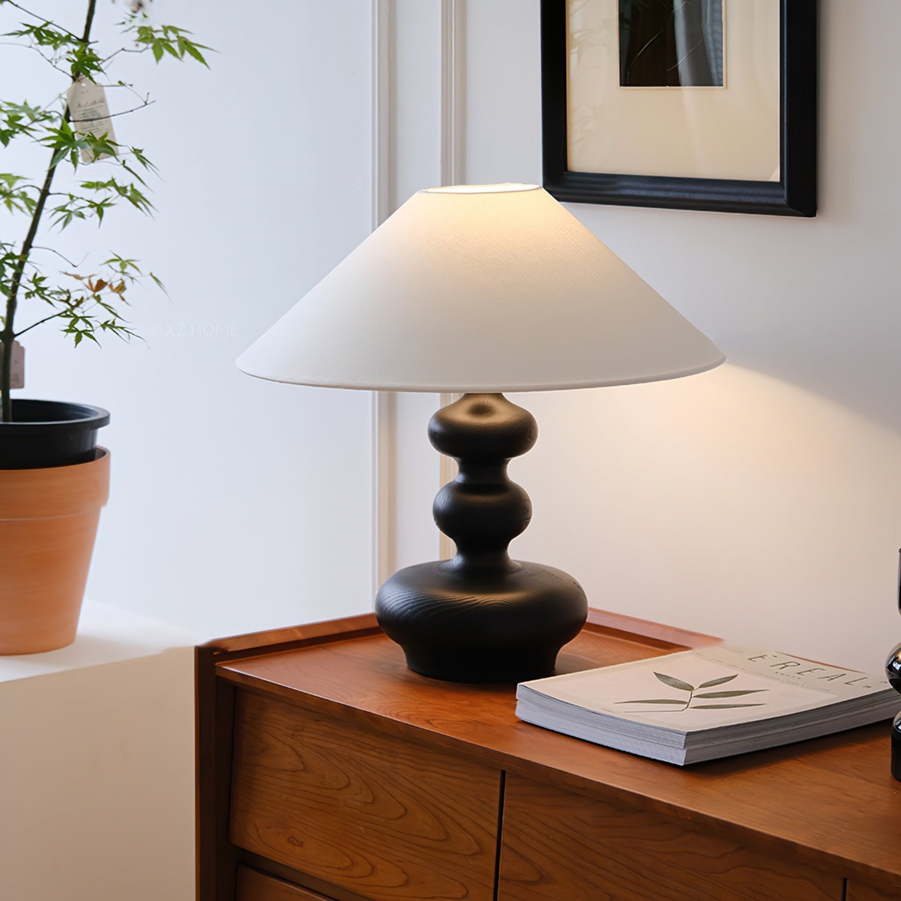 Vominex Wood Fabric Vintage Table Lamp-Neutral Decor