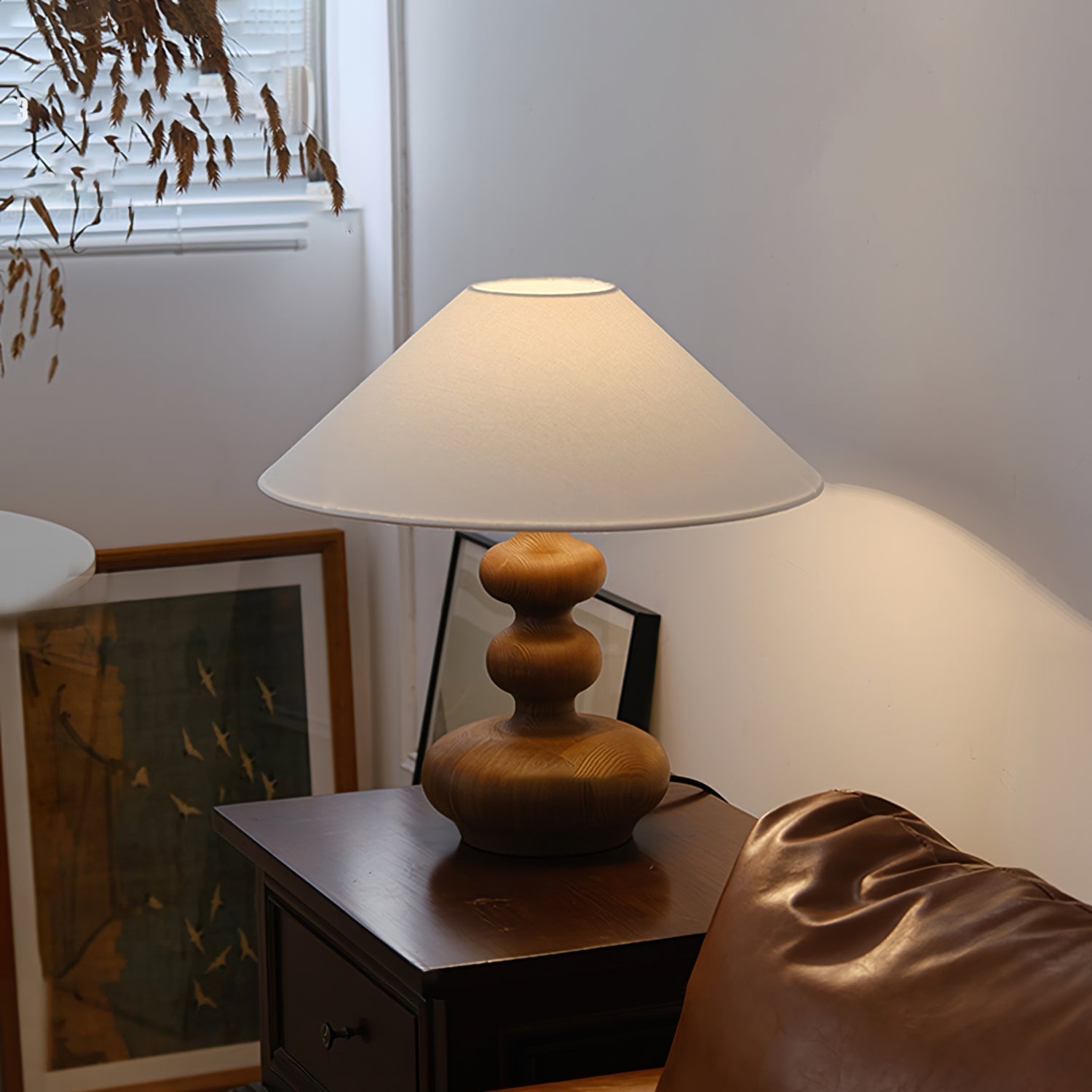 Vominex Wood Fabric Vintage Table Lamp-Neutral Decor
